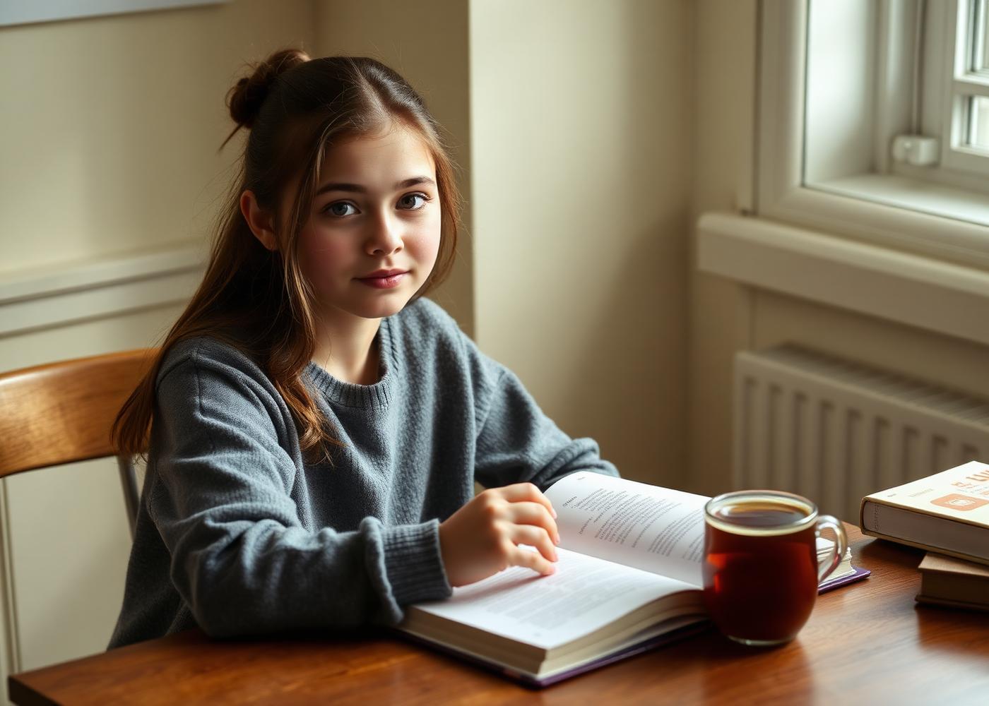 Student studying with focus